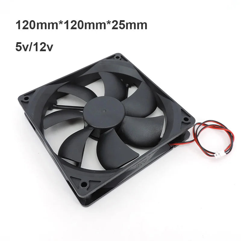 2 in 1 120mm 12cm 12025 DC USB Fan  5V 12V 24v 120mm*120mm*25mm Brushless USB Cooling Fan oil 2PIN PC Case Cooler 12cm E