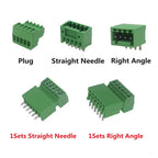 10Pairs 15EDG 2.54 mm KF2EDG PCB Screw Terminal Block Connector Right Angle/ Straight Needle Plug Pin Header Socket 2P-12 Pin