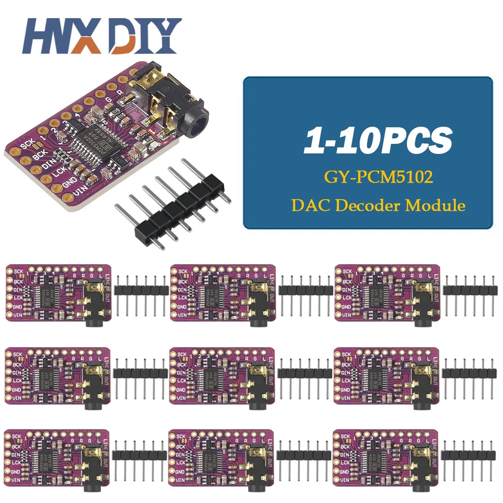 1-10pcs PCM5102A DAC Decoder GY-PCM5102 Interface I2S  Player Module For Raspberry Pi pHAT Format Digital PCM5102 Audio Board