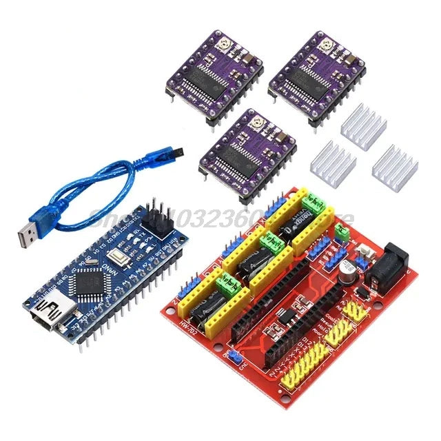 CNC Shield V4 Engraving Machine 3D Printe 4pcs DRV8825 A4988 AT2100 Driver Expansion Board For Arduino +NANO V3.0 With USB Cable