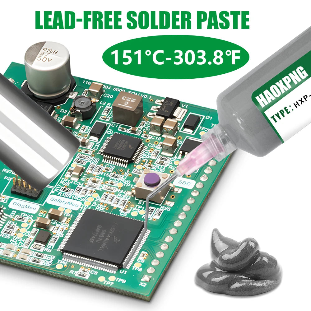 151 ° C/303.8 ° F New Solder Paste, No Need for Cleaning, Solder Repair and Maintenance, Lead-Free Solder Paste Flux, 10g/35g/55