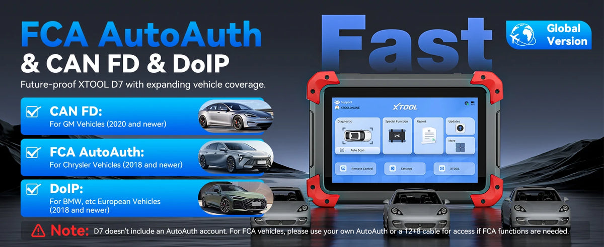XTOOL D7 V2.0 Automotive Diagnostic Tool All System Scan Tools ECU Coding Bidirectional OBD2 Scanner 36+ Service FCA CAN FD DOIP