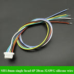 2-50Pcs/lot JST SH 1.0mm Pitch Female Socket Terminal Plug Wire Connector SH 1mm 2 3 4 5 6 Pin 20CM 32AWG Silicone Wires Cable