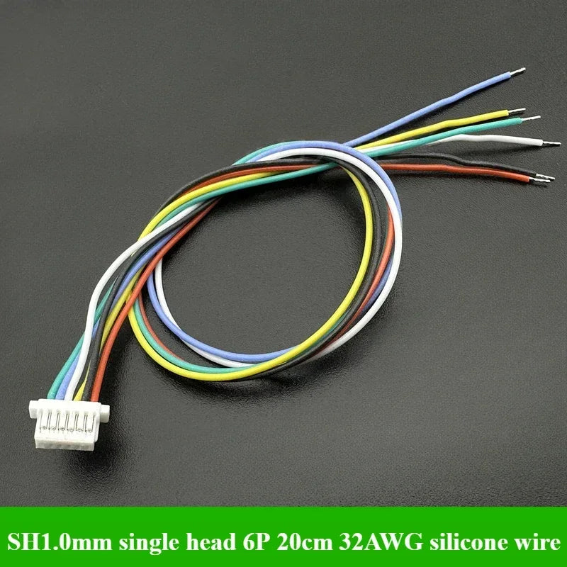 2-50Pcs/lot JST SH 1.0mm Pitch Female Socket Terminal Plug Wire Connector SH 1mm 2 3 4 5 6 Pin 20CM 32AWG Silicone Wires Cable