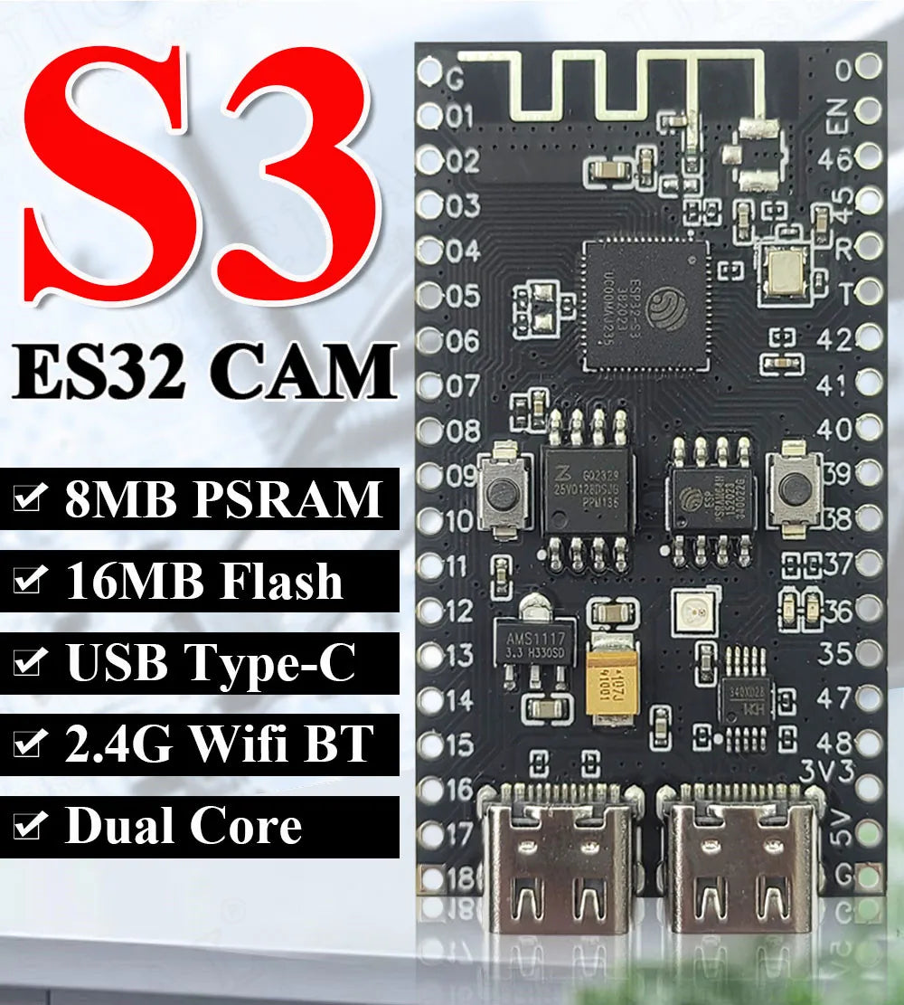New ESP32-S3 N16R8 Development Board for Arduino 8MB PSRAM 16MB FLASH with WS2812 LED CH340 Type-C ESP32 S3 BT 2.4G Wifi Module