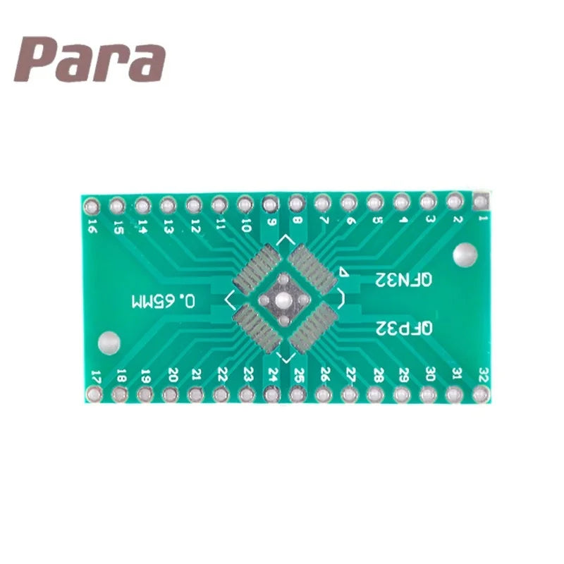 5PCS/LOT QFN32 QFP32 to DIP Turn DIP32 Pinboard SMD 2.54mm Pin Pitch 0.65mm/0.8mm PCB Adapter Plate Transfer Board IC Socket