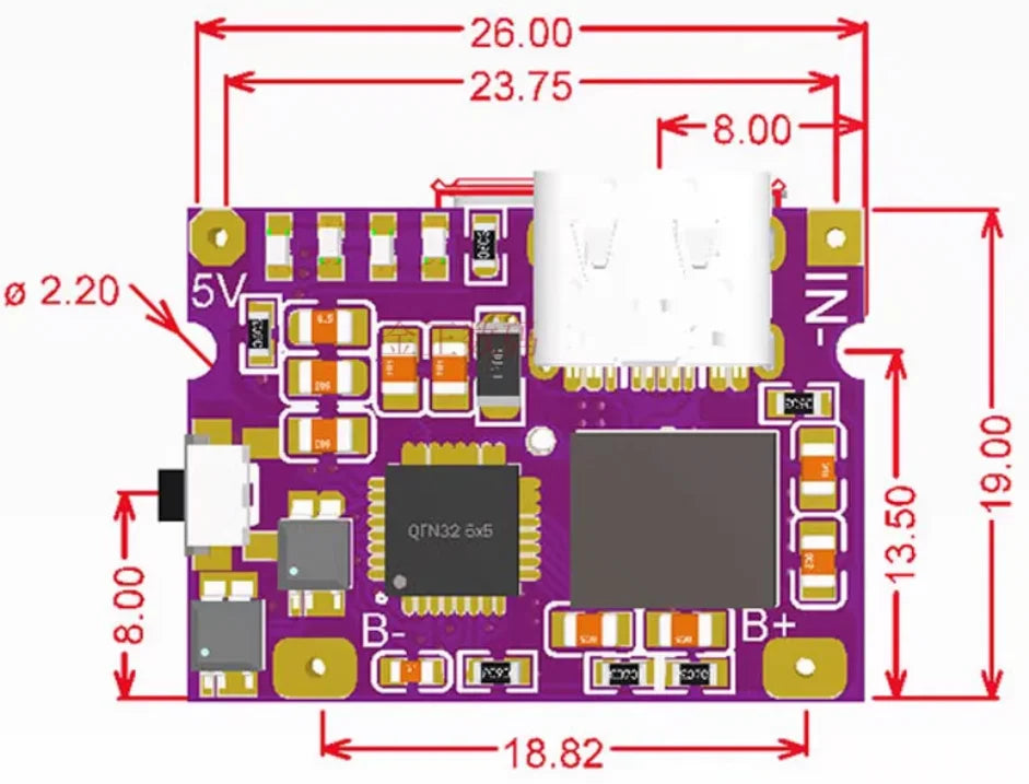 Type-C USB 5V to 4.2V 3A Boost Converter Step-Up Power Module IP5310 Lithium Battery Charging Protection Board LED Indicator