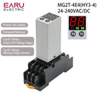 EARU Digital Time Relay 0.1s-990h Multi-Mode Power On Off Delay Cycle Timer AC DC 24-240V 2NO2NC with Base Socket