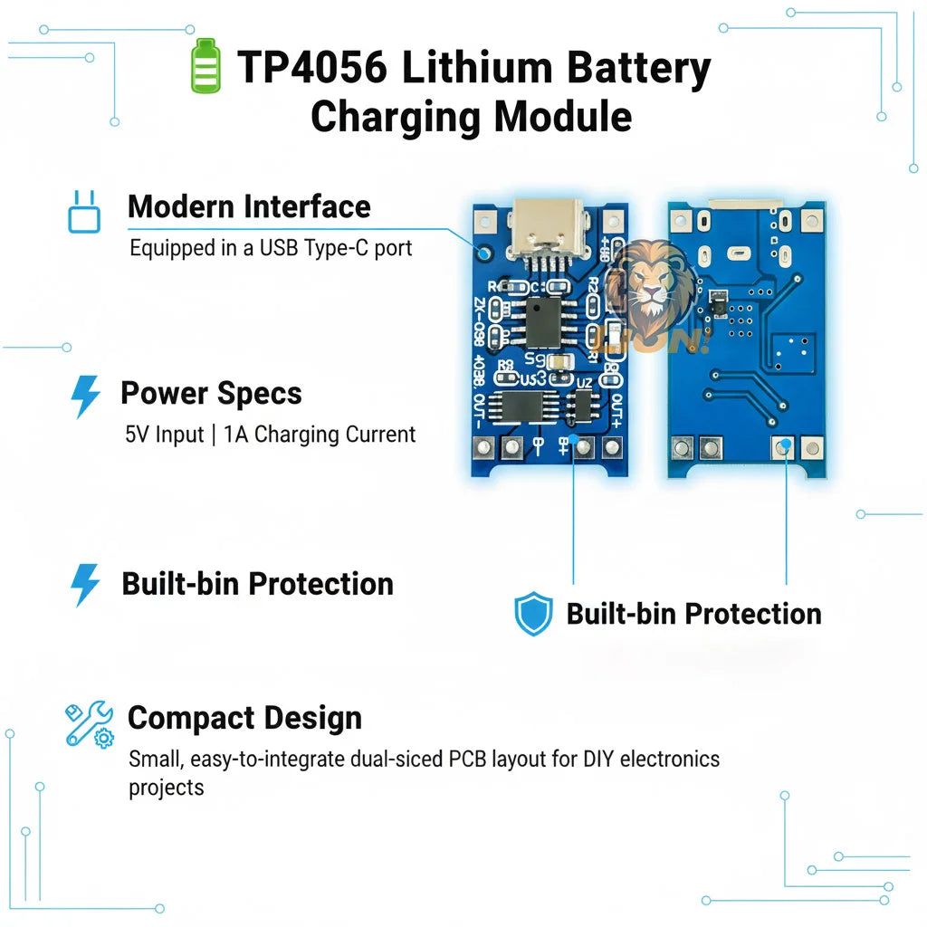 50pcs-100pcs/lot TYPE-C USB interface TP4056 5V 1A Li-ion battery charging board module charging protection 2-in-1