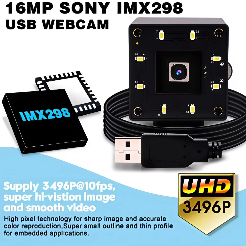ELP Ultra HD 16MP Autofocus USB Camera IMX298 UVC Driverless Webcam for PC Raspberry Pi Android for Face Recognition