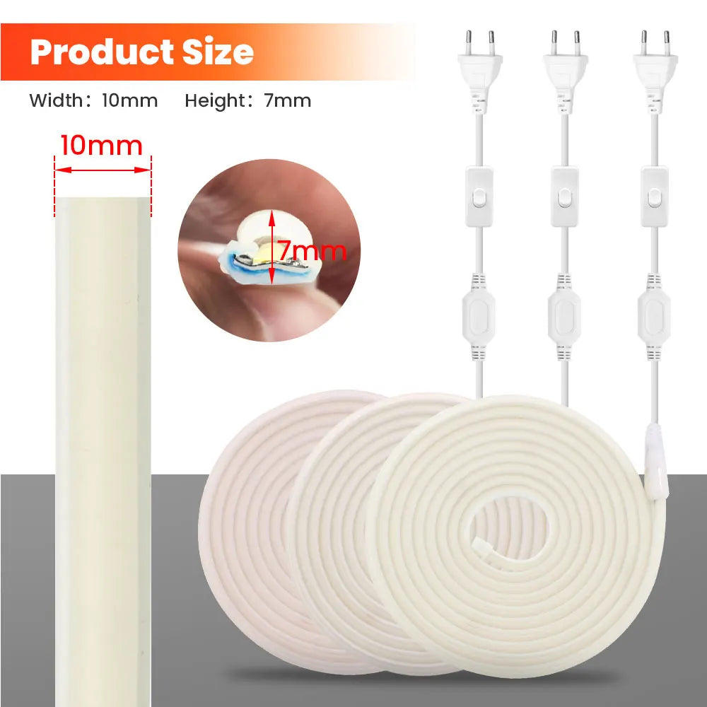 220V COB Strip White /Red /Ice Blue /Pink /Yellow /Purple Waterproof Home Decor Outdoor Lamp Flexible LED Neon Ribbon Light
