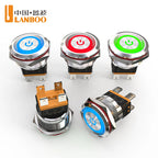 LANBOO 22mm 15A 2NO High Current Push Button Switch with LED 24V 220V Momentary Latching