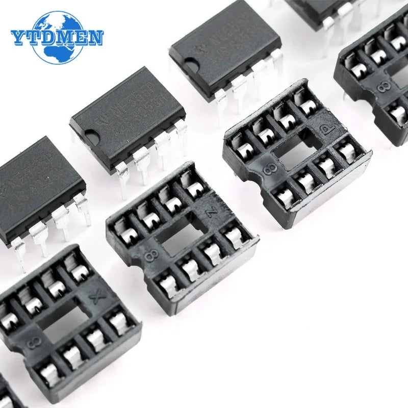 20PCS NE555 NE555P IC 555 Timer Programming Oscillator Chip & 8 Pin DIP Sockets Kit (10 Each)