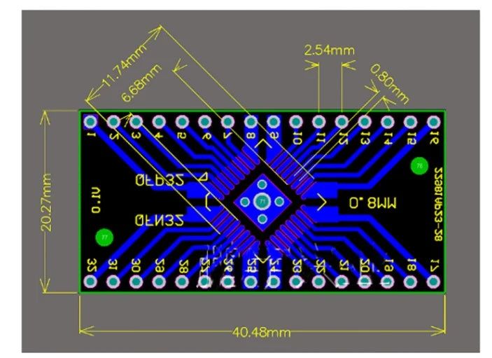 5PCS/LOT QFN32 QFP32 to DIP Turn DIP32 Pinboard SMD 2.54mm Pin Pitch 0.65mm/0.8mm PCB Adapter Plate Transfer Board IC Socket