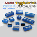 1/2/3/4/6/8/10Pin Slide Type Dial Switch Blue DIP 2.54MM Spacing DIP Toggle Switch Blue Snap Switch Dial
