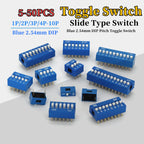 1/2/3/4/6/8/10Pin Slide Type Dial Switch Blue DIP 2.54MM Spacing DIP Toggle Switch Blue Snap Switch Dial