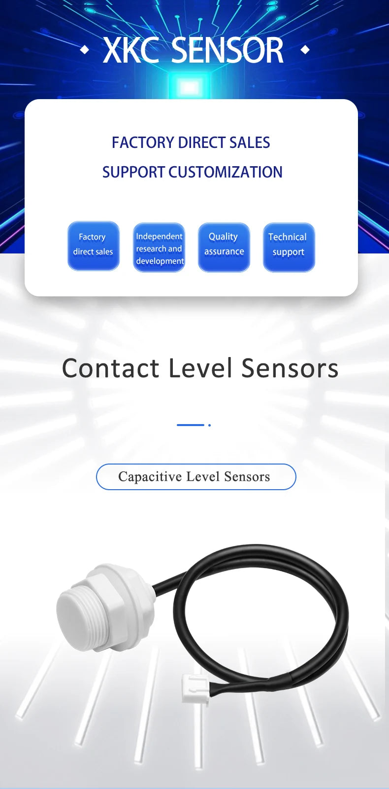 XKC-Y20 Low Cost Capacitive Contact Typle 2025New Designed Liquid Level Switch Level Sensor for Both Metal and Non-metallic Tank