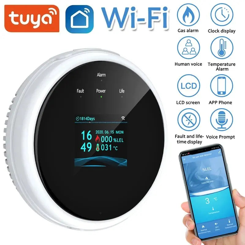 Hot EU/US/AU/UK Plug Safety Smart Home GAS Leakage Sensor Tuya WiFi LPG Leak Alarm Smart Life App Fire Security Detector Control