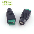Male and Female Welding-Free DC Plug 5.5x2.1mm 2.5mm Welding-Free DC Female Head Green Terminal Monitoring Power Plug Push-But