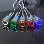19mm Waterproof Momentary Latching Metal Doorbell Bell Horn Push Button Switch LED Ring Mark Fixation 5V 12V 24V 220 Lock Reset