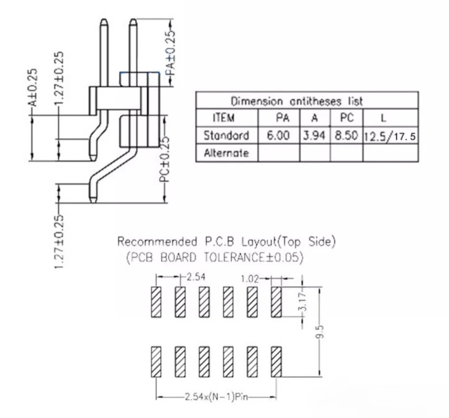 10pcs 2.54mm Double Row Right Angle RA SMT Horizontal SMD/SMT 2X3/4/5/6/7/8/10/20/40P PCB Surface Mount PH8.5 Male Female Header