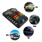 6/12 Way Blade Fuse 12-24V Car Boat Fuse Box Holder With Plastic Cover For Power Panel Board Camper RV Accessorie
