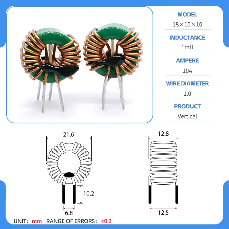 18x10x10 50/80uH 1/2/4/4.7/5/10/20/22/40/45/50mH magnetic ring common mode inductor common mode filter choke