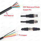 1Pcs M12 Sensor Connector 2 3 4 5 8 Pin Male / Female Aviation Plug IP67 Waterproof Wire A Type 20cm PVC Cable