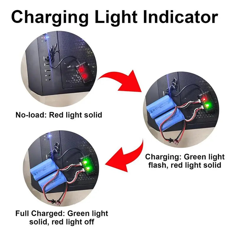 ABNR 2X 7.4V Lipo Battery Charger - RC Car Balance Chargers USB Cable 2-In-1 With XH-3P Plug 1A For 2S Batteries RC Cars