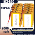 103450 3.7V 2000mAh Polymer Lithium Rechargeable Battery JST PH 2.0mm 2Pin Plug for Camera GPS Navigator MP5 Bluetooth Headset