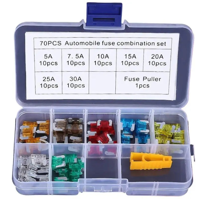 New·71Pcs 5A 7.5A 10A 15A 20A 25A 30A Mixed Sizes Low Profile Kit Micro Mini Blade Fuse Auto Car Truck Motorcycle Fuses