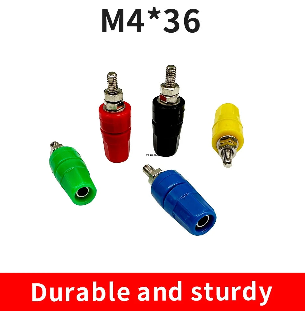 1PCS/5PCS M4X36 Pure Copper Terminal 4mm Banana Jack Socket 20A Binding Post Banana Plug Connector
