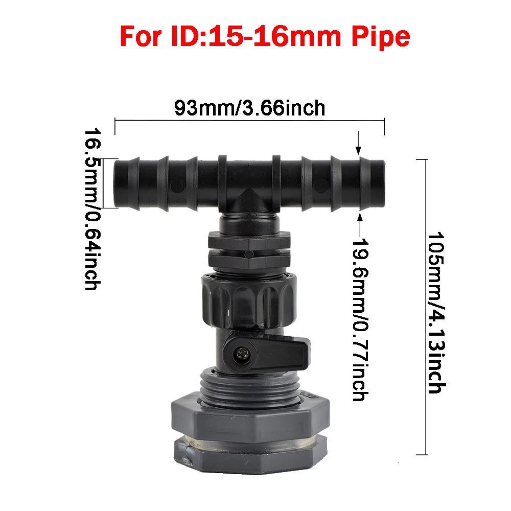 Rain Barrel Overflow Kit, 3/4 Inch Rain Barrel Valve, Barbed Fittings Connectors Tee Elbow Water Pipe Fittings