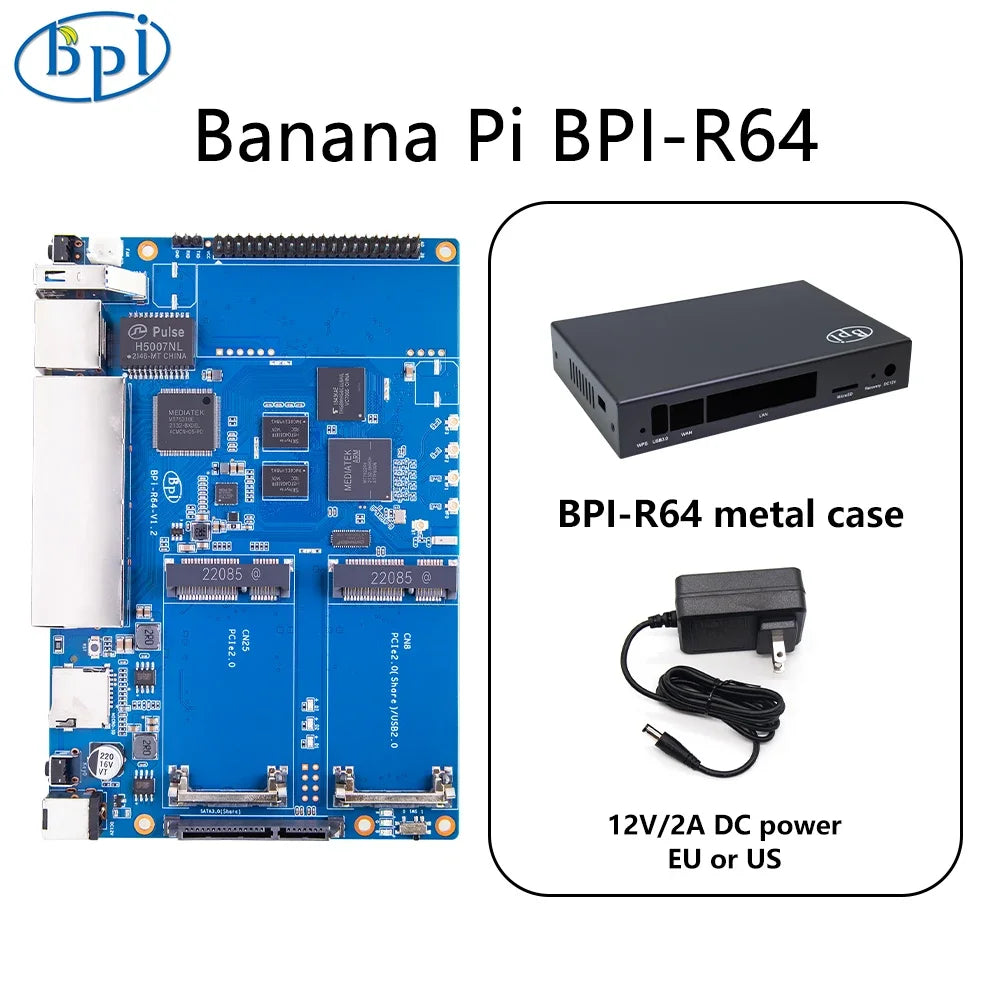 RoRuSBanana PI BPI-R64 Set MT7615 Module MediaTek MT7622 8G eMMC flash 1G DDR3 Support POE 4G Module Raspberry Orange Pi
