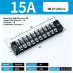 1Pc Dual Row Screw Terminal Block TB1503-TB1520 15A Fixed Wiring Strip Wire Connector