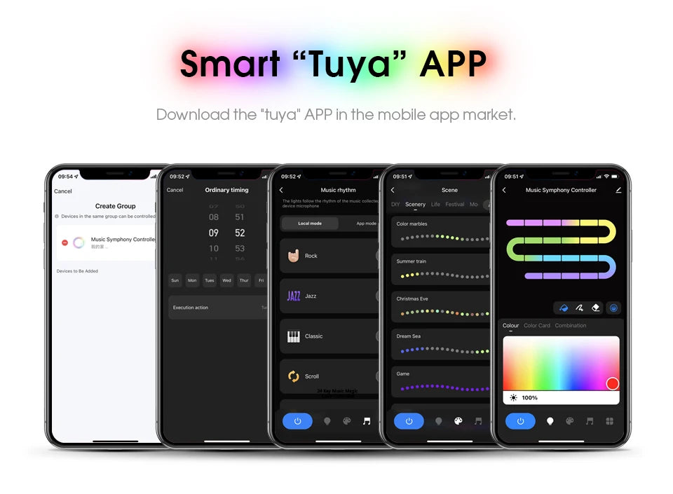 Smart TUYA WS2811 RGB IC Dreamcolor COB LED Strip Light Segment LED Control Music Mode Voice Control Support Alexa Google Home