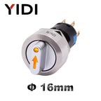 16mm Metal Rotary Selector Switch 2 3 Position On Off 12V Led Light Red Green Push Button Switch 1NO1NC 2NO2NC Latching SPDT