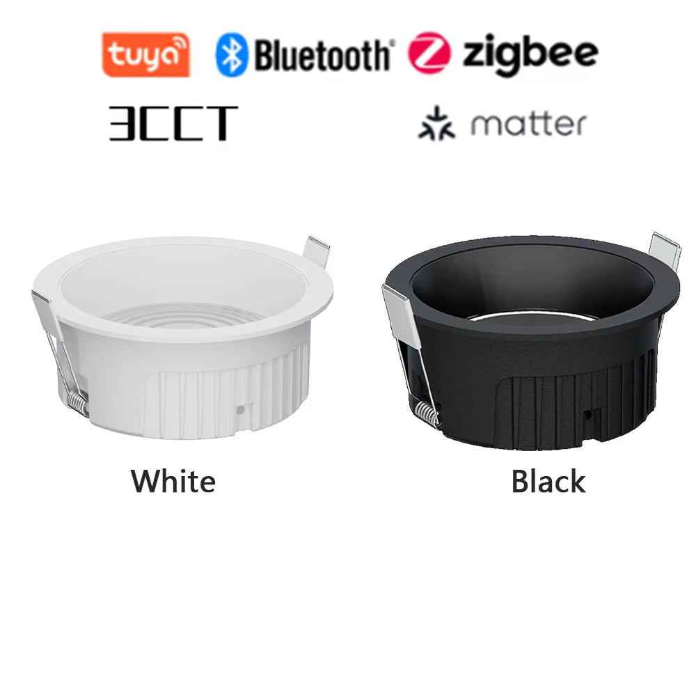 Recessed Round LED COB Ceiling Spot Light 3CCT Tuya Bluetooth/ Zigbee Matter Fixtures Lighting Indoor Smart Lamp Lighting
