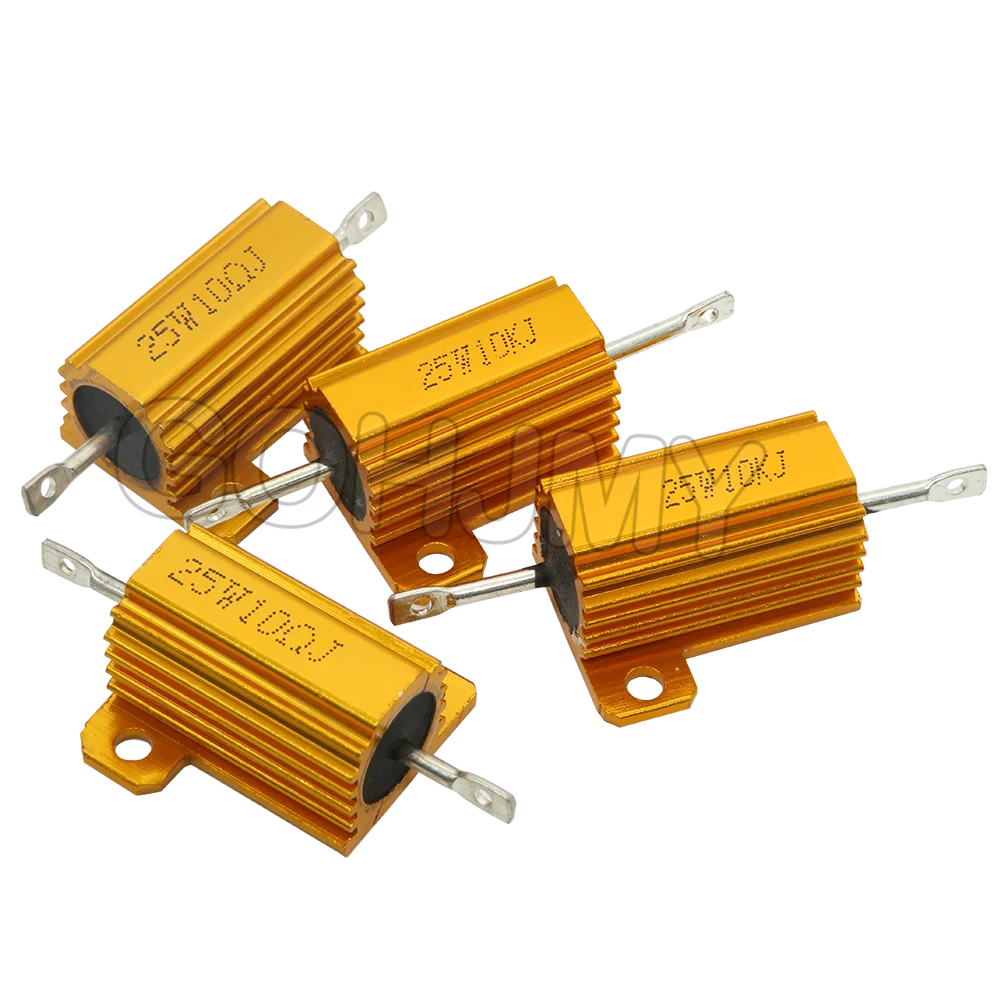 1PCS RX24 5W 10W 25W 0.01~30K Aluminum Power Metal Case Wirewound Resistor 1R 2R 5R 8R 10R 20R 100R 150R 1K 2K 5K 10K 100k Ohm