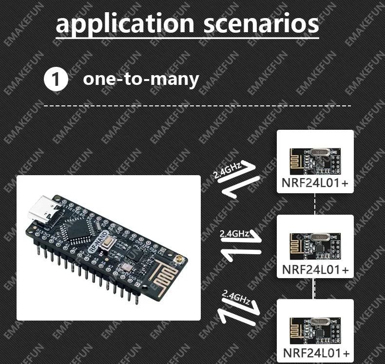 RF-Nano Board and Antenna Kit NRF24L01 Module Inside Arduino Compatible USB-C Support Arduino IDE ATmega328PB-AU Microcontroller