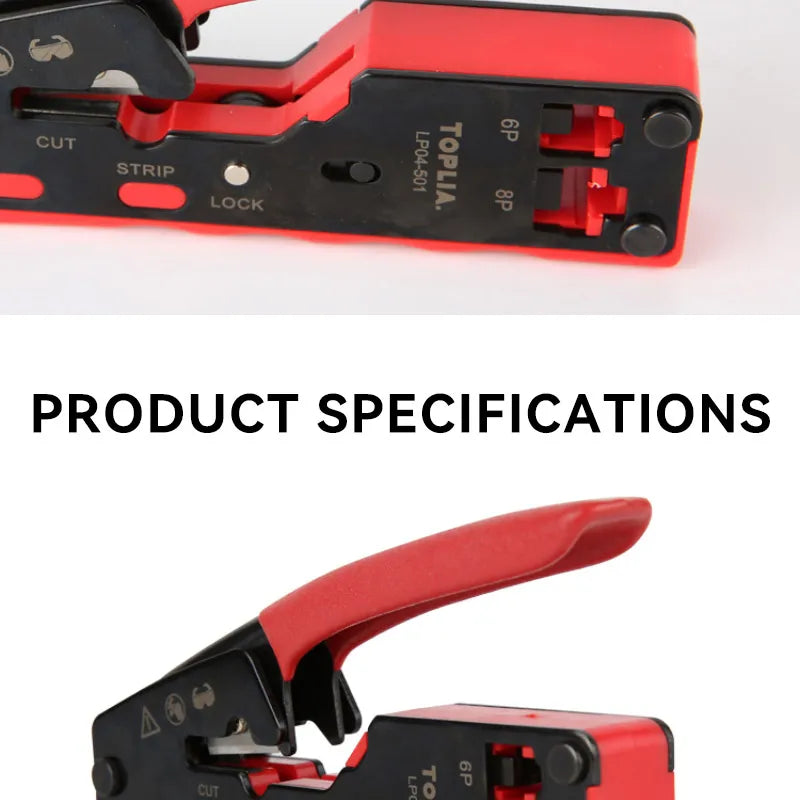 TOPLIA Vertical Network RJ45 Crimping Tool Kit Ethernet Crimp Tool Cable Crimper for RJ11/RJ12 Standard, RJ45 Pass Through