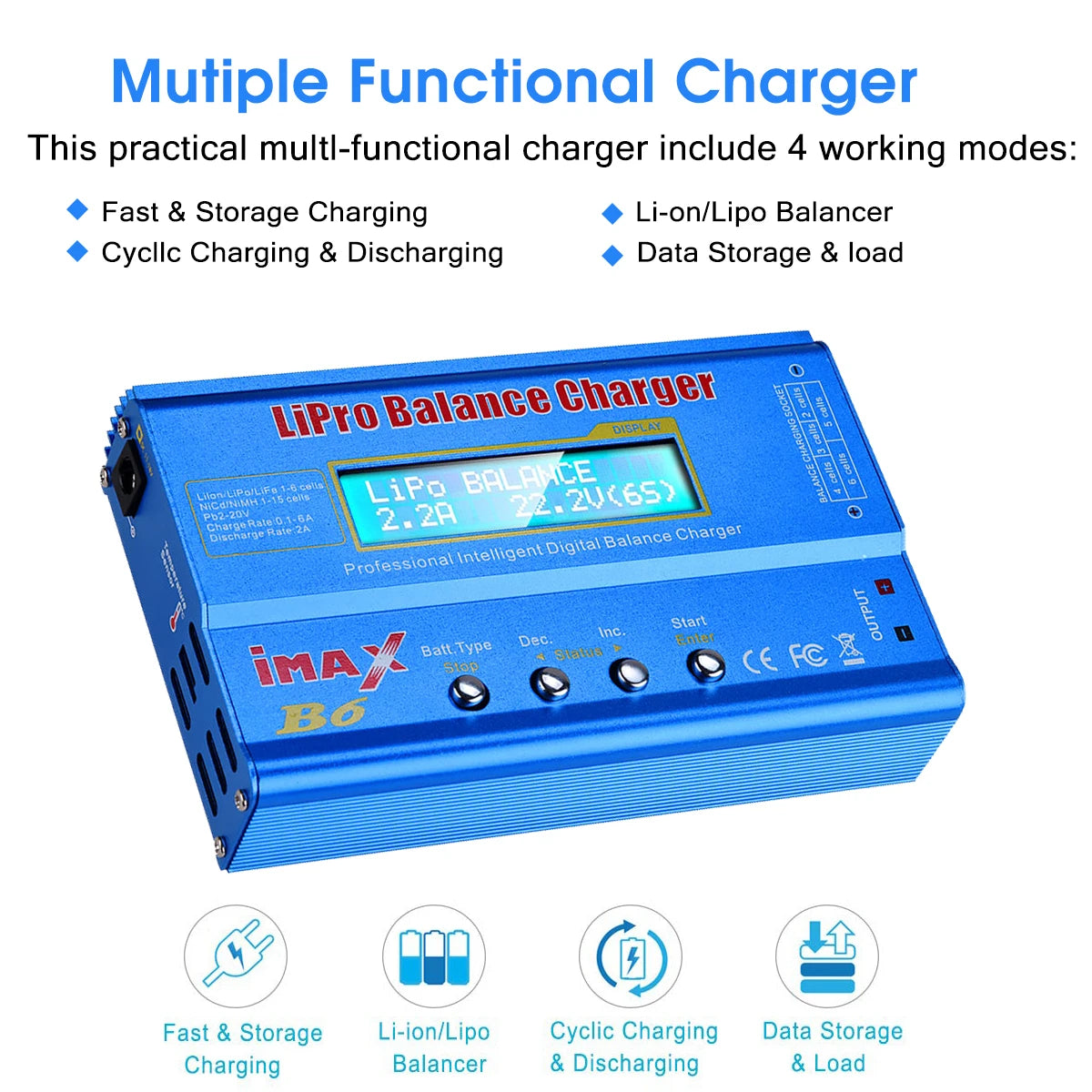 iMAX B6 80W Battery Charger For Lipo NiMh Li-ion Ni-Cd Digital Lipro Balance Charger Discharger AC Power 15V 6A Adapter Rc Car