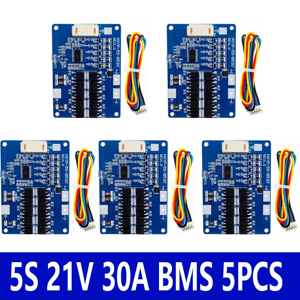 1~5PCS 5S 18V 21V 30A 45A BMS Lithium Battery Charging Protection Board NTC ,Balancing Function, and Temperature Protection