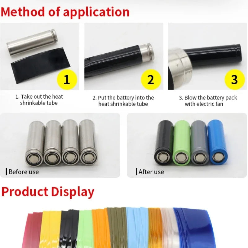 20/100/500pcs 18650 PVC Heat Shrink Wrap Pre-cut Insulated Wrapping Sleeving Shrinkable Heat-shrink Tubing Battery Film Case