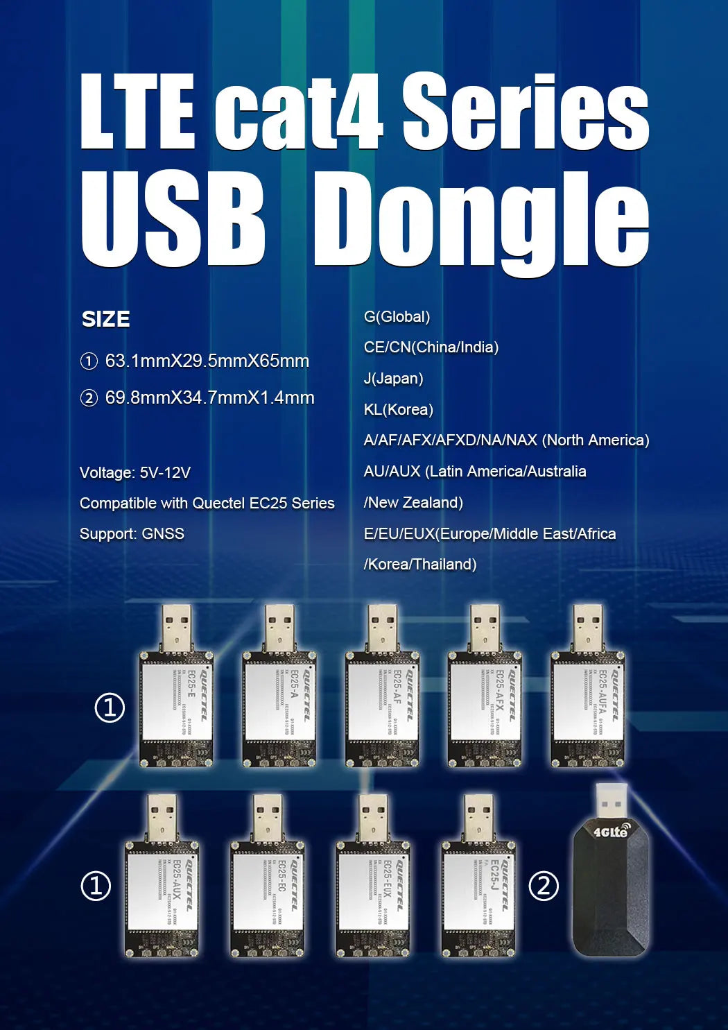Quectel EC25EFA USB Dongle With Case EC25AUFA EC25JFA LTE CAT4 module support GNSS EC25 Series module with Antenna breakout kit