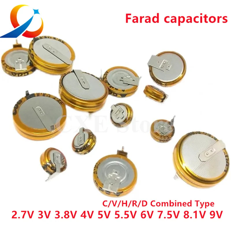 2PCS 2.7V 3V 3.8V 4.0V  5.5V 0.022F 0.047F 0.1F 0.22F 0.33F 0.47F 1.0F 4.0F  Farad capacitors Supercapacitors C/V/H/R Type New