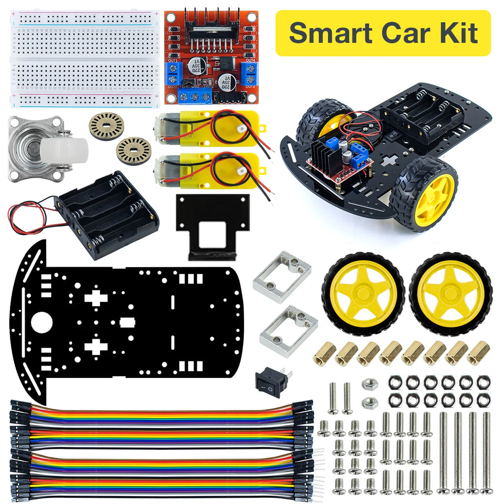 2-Wheel Smart Robot Car Chassis Kit with L298N Motor Driver Board, Complete Robotics Chassis Set