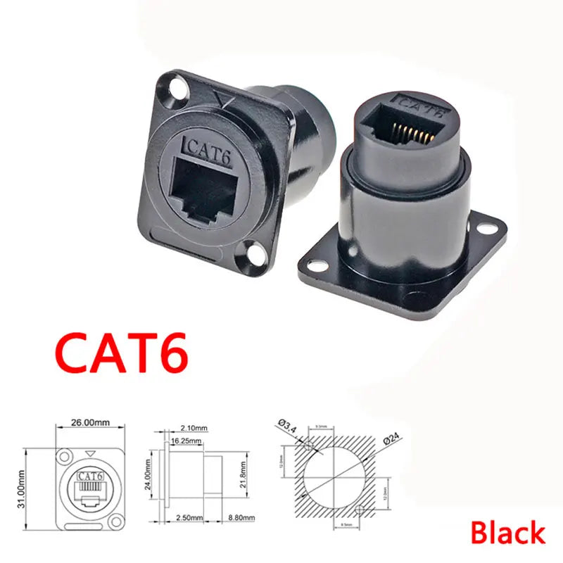 1pc Metal D Type Module USB 2.0/3.0&Type C&HDMI&RJ45 CAT6-Jack Socket Through Network Panel Mounting Electronic Connector