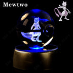 Pokemon Crystal Ball 3D Mewtwo Pikachu Gengar Pokeball 3D Night Light Lamp Glass Statue Pokemon Crystal Ball Birthday Gift