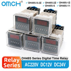 OMCH DH48S-S SPDT Timer Relay with Base DC12V/24V AC110V/220V Models DH48S-1Z/2Z DH48S-11 DH48S-S-2Z for Electrical Engineering